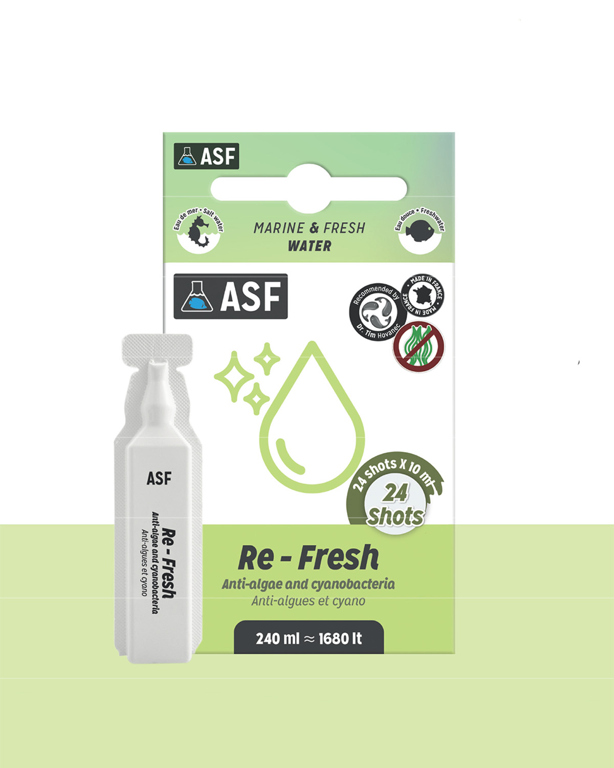Препарат від зелених та бурих водоростей Aquarium Systems Dr. Tim Re-Fresh Freshwater 24 x 10 ml shots